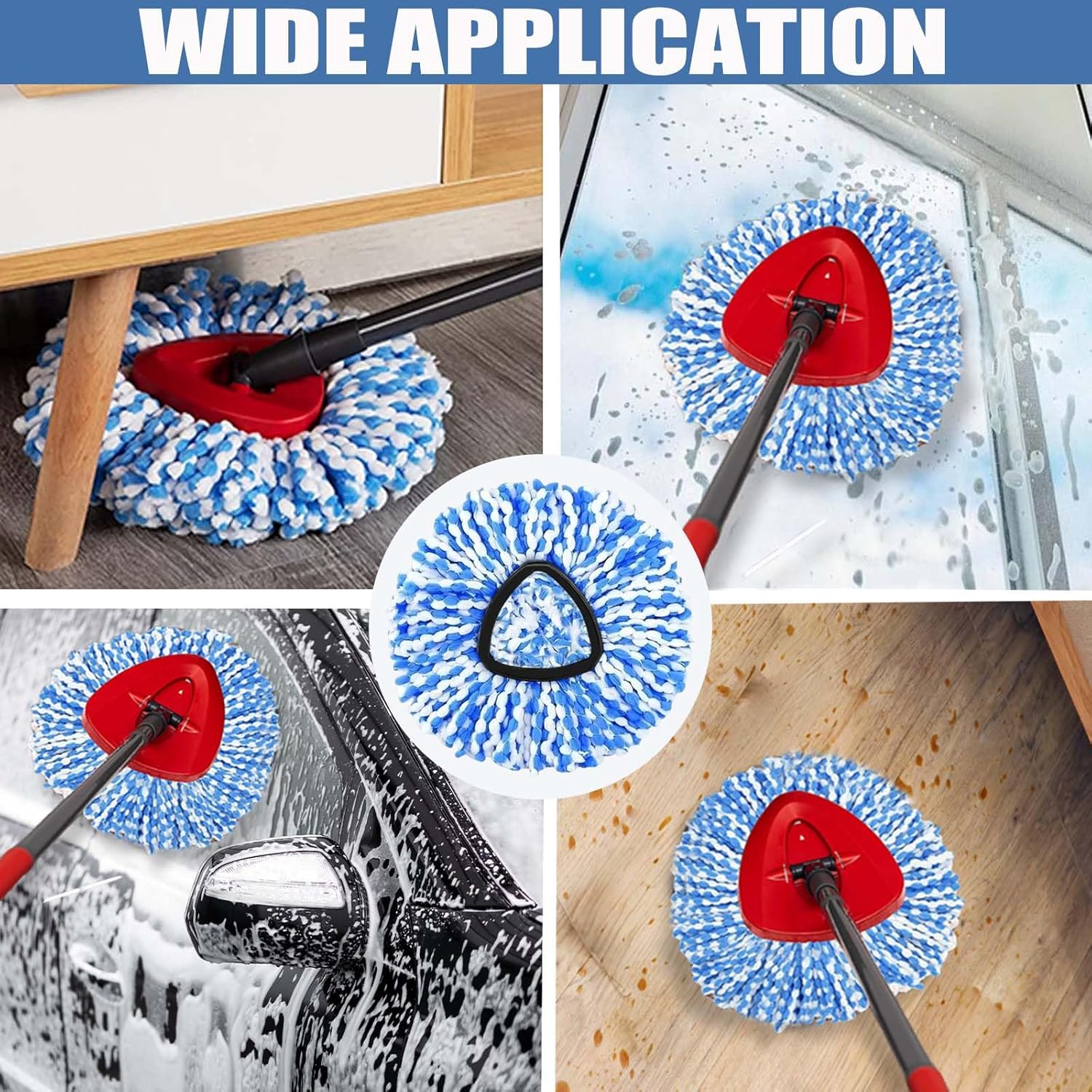 4-Pack Spin Mop Replacement Head for O-Ceda RinseClean Spin Mop Refill 2-Tank System Microfiber Deep Cleaning Machine