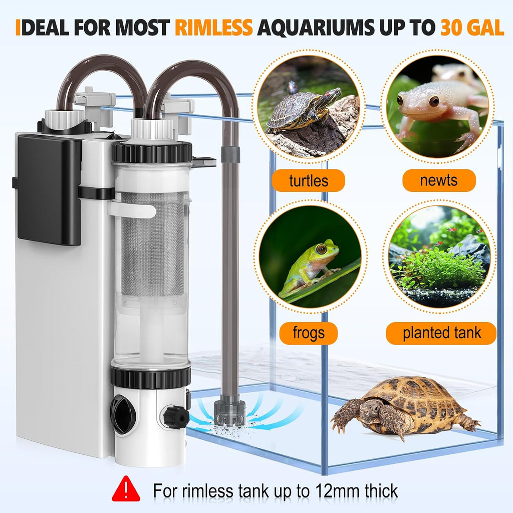 Quiet Hang On Back Aquarium Filter 15-40 Gallon Small Fish Tank Canister Filter with Surface Skimmer Spray Bar 3