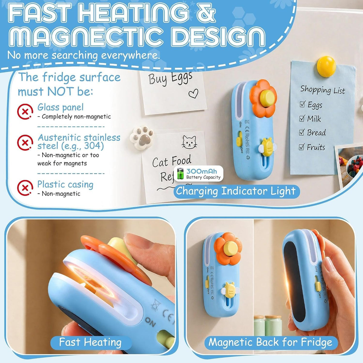 Rechargeable Bag Heat Sealer - 2-in-1 Mini Handheld Snacks Sealer