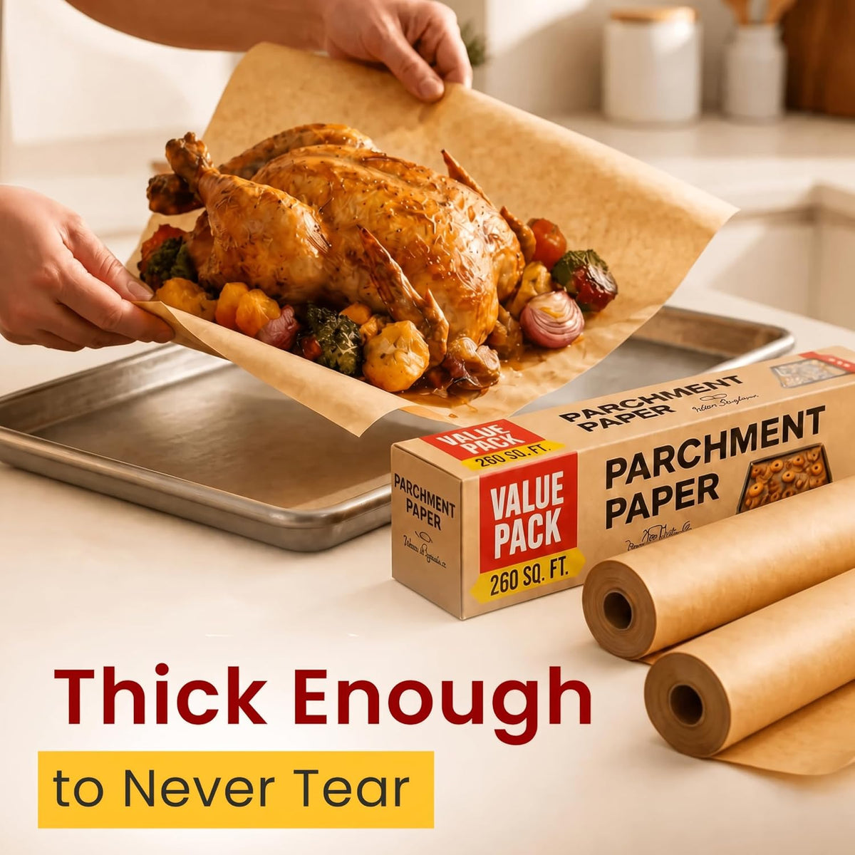 Unbleached Parchment Paper for Baking – 2-Pack 520 Sq.Ft Total