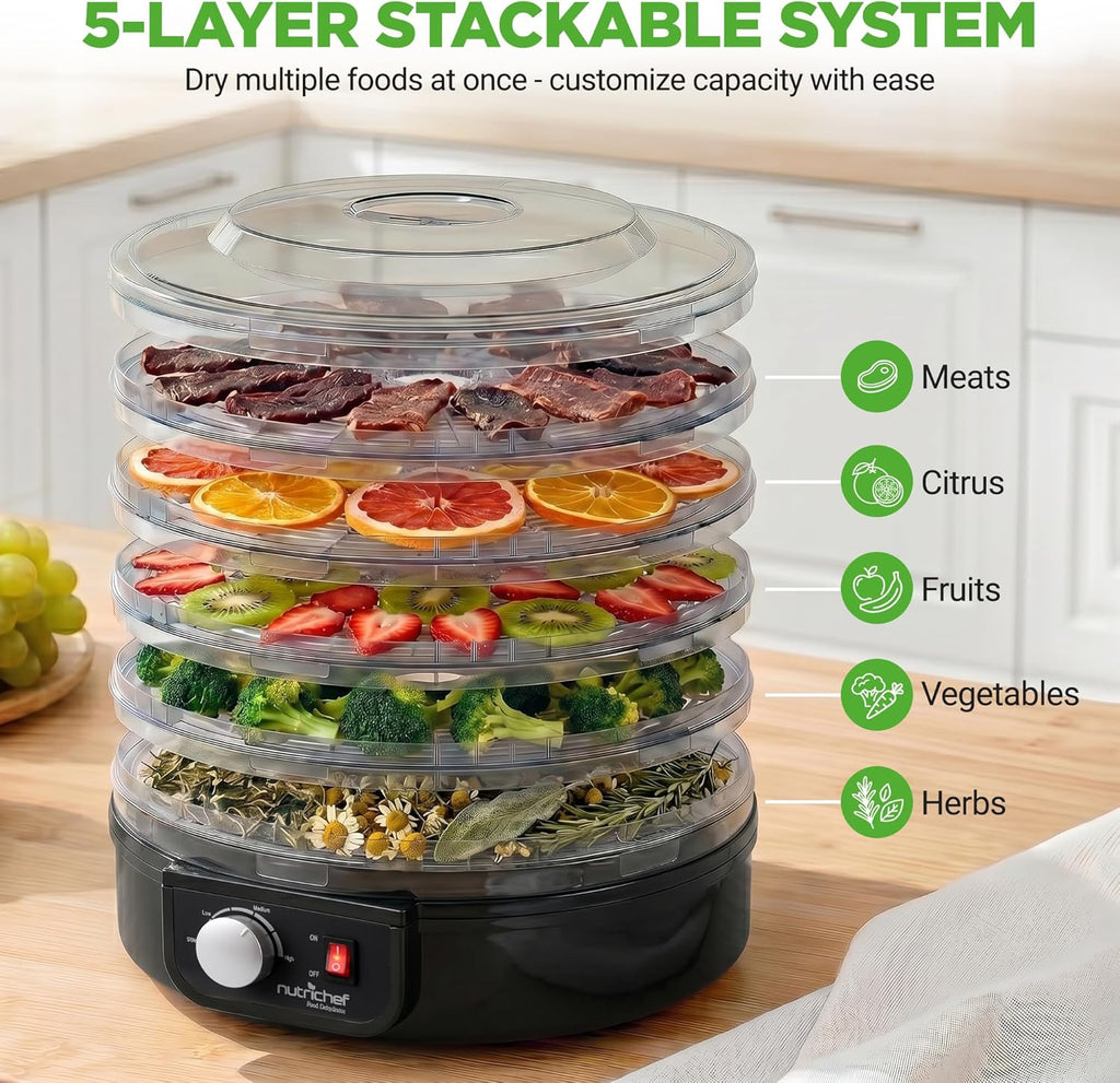 Food Dehydrator Machine - Professional Electric Multi-Tier Food Preserver, Meat or Beef Jerky Maker, Fruit &