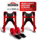 Moving Straps - 2 Pairs - Red Lifting Straps for 2 Movers | Move Furniture Easily and Safely - Perfect for Lifting &