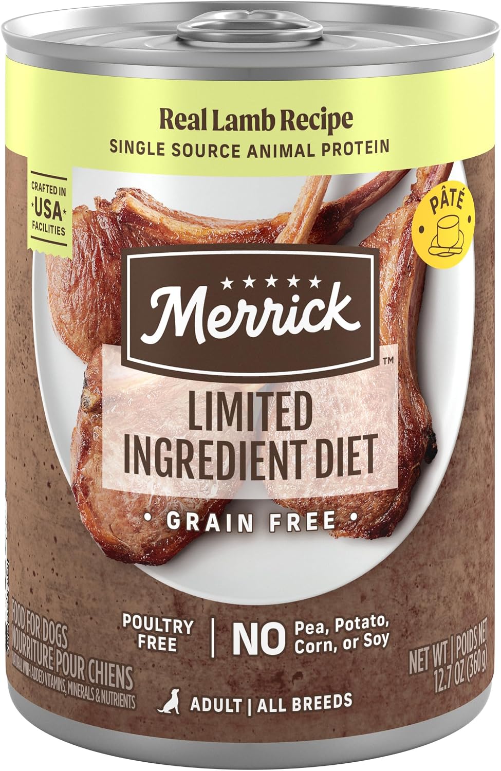 Limited Ingredient Lamb Wet Dog Food, Pack of 12, 12.7 oz Cans