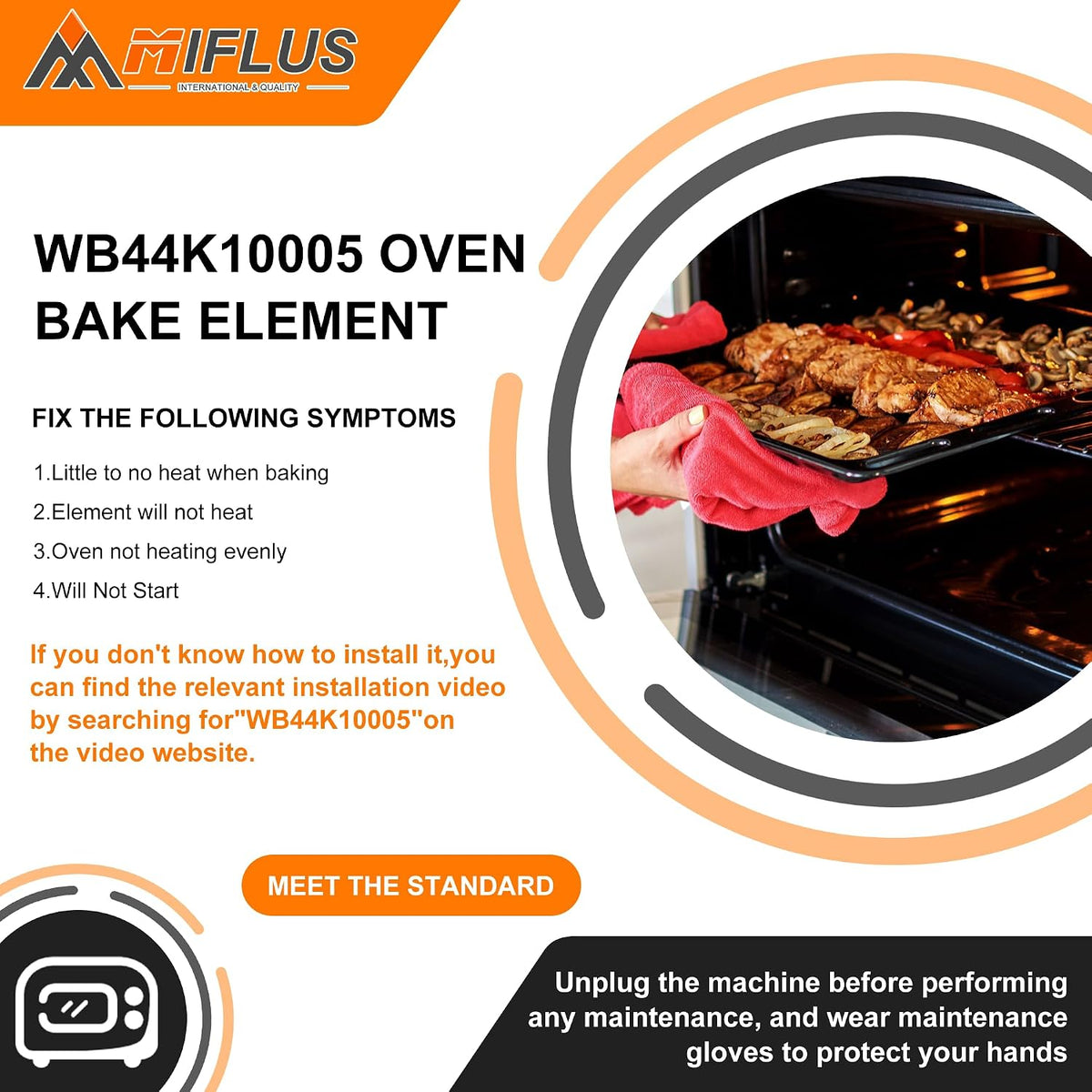 WB44K10005 Oven Bake Element Compatible for GE Hotpoint Kenmore