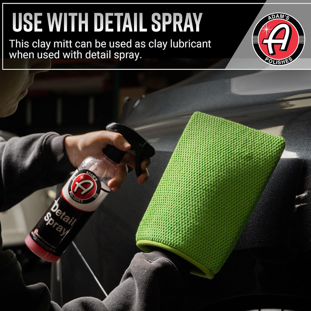 Adam's Clay Mitt (Green, 2pk) - Car Detailing Medium Grade Clay Mitt Glove Quickly Removes Debris from Your Vehicle