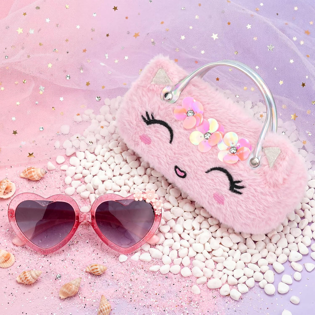 Unicorn Kids Sunglasses with Eyeglass Case, Portable Hard Sunglasses Pouch with Handle UV Protection