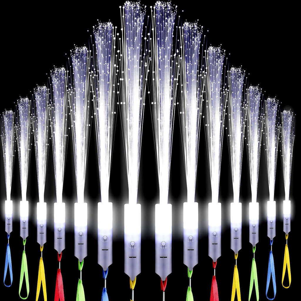 144 Pieces White Fiber Optic Wands Bulk LED Wedding Sparklers Send off Light up Wand Sticks with 3 Modes Flashing for