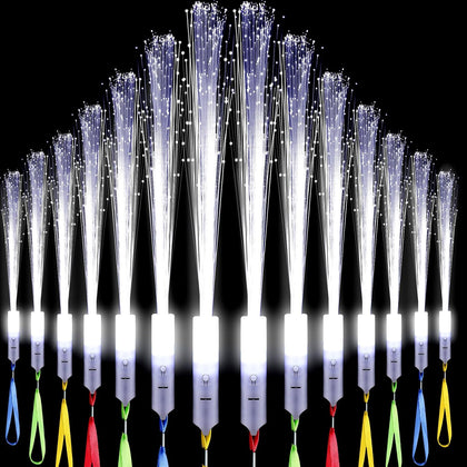 144 Pieces White Fiber Optic Wands Bulk LED Wedding Sparklers Send off Light up Wand Sticks with 3 Modes Flashing for