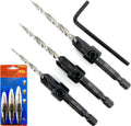 FTG USA 3 Pc #6#8#10 Countersink Drill Bit Set, Tapered Bits