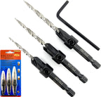 FTG USA 3 Pc #6#8#10 Countersink Drill Bit Set, Tapered Bits