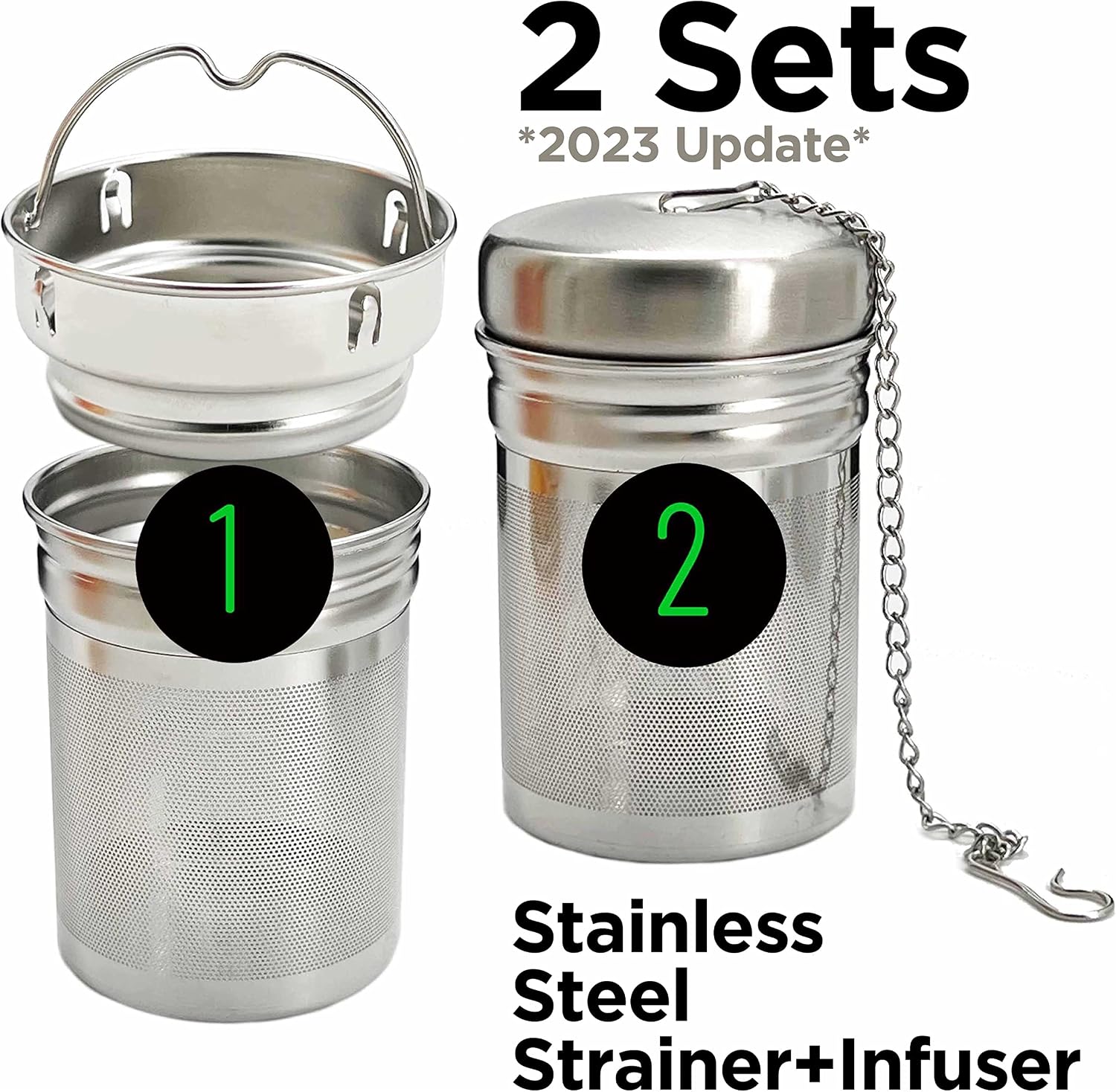 32oz Borosilicate Glass Water Bottle with Bamboo Lid and 2 Tea Infuser Sets for Fruit Infused Water and Cold Brew