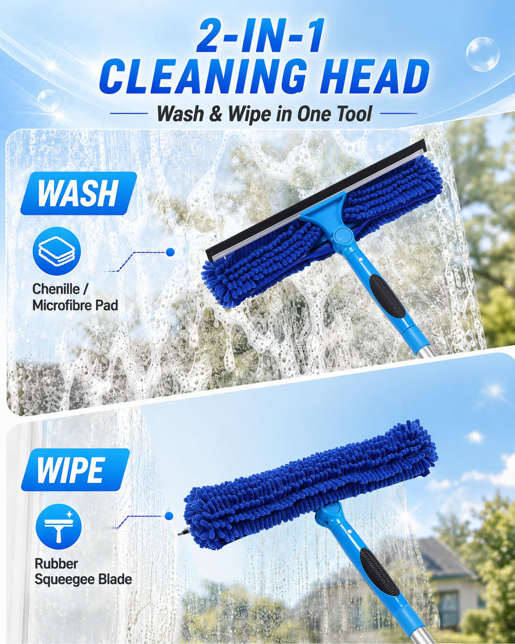 12.2FT Professional Window Cleaning Tools, 14'' Squeegee