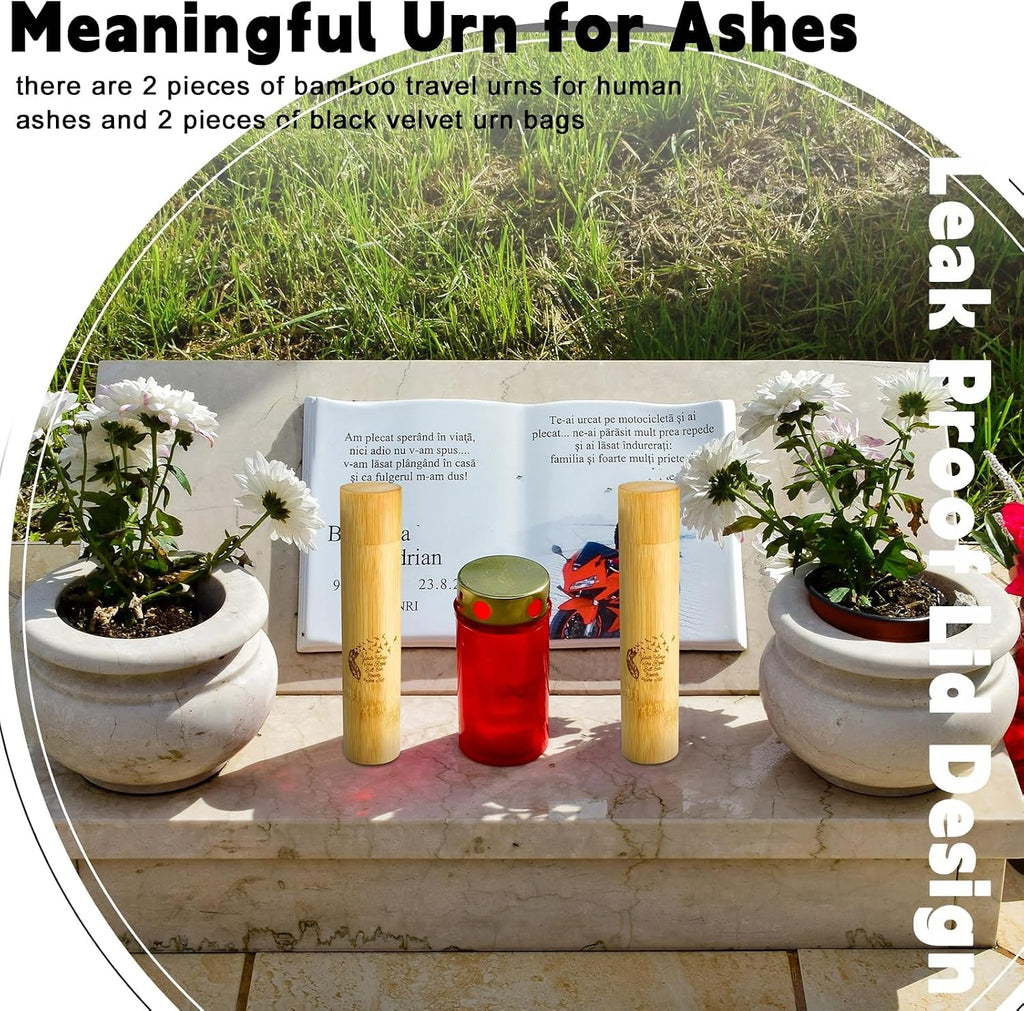 2 Sets Bamboo Scattering Cremation Ash Scattering Urns Biodegradable Urns for Human Adult Small Tube Keepsake Urn and