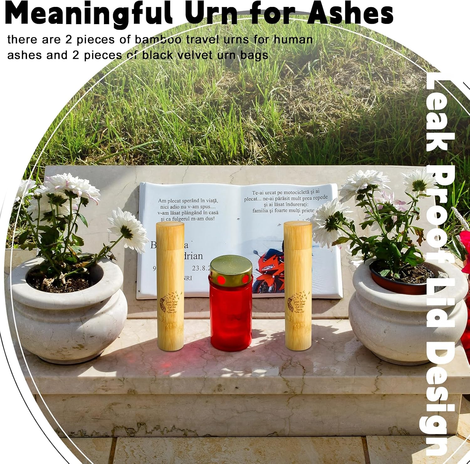 2 Sets Bamboo Scattering Cremation Ash Scattering Urns Biodegradable Urns for Human Adult Small Tube Keepsake Urn and