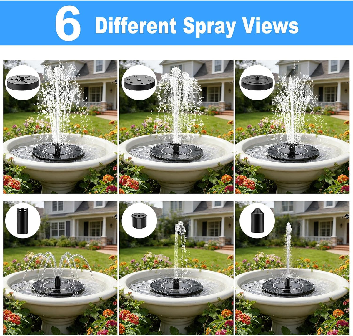 Solar Fountain, Upgraded Bird Bath for Outside Garden Patio Pond
