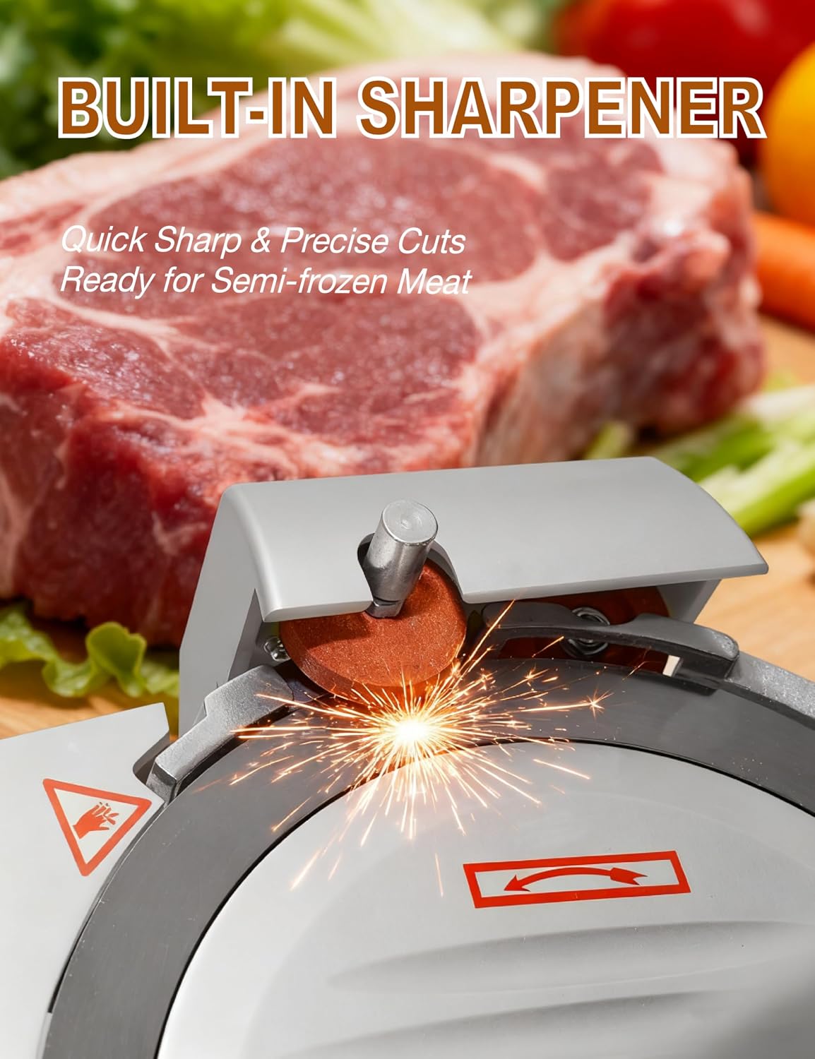 Electric Meat Slicer 10 Inch 300W Semi Auto Adjustable 0-15mm