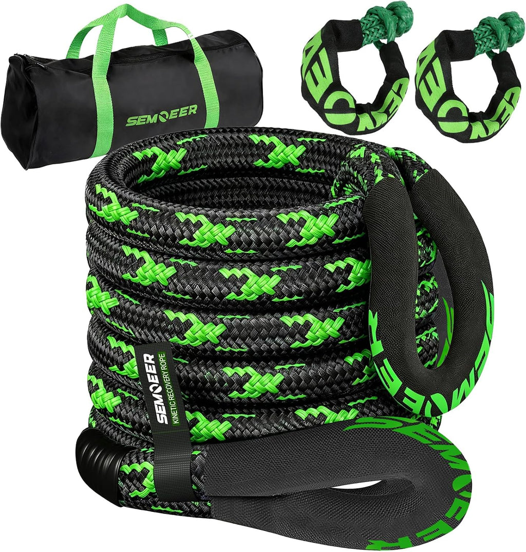 Kinetic Recovery Rope 1" x20ft Snatch Strap with Soft Shackles