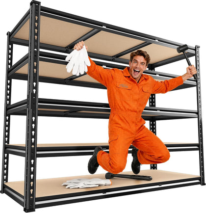 48" W Garage Shelving 3080LBS Heavy Duty Storage Shelves 5 Tier Garage Shelves Adjustable Metal Shelving Unit Utility