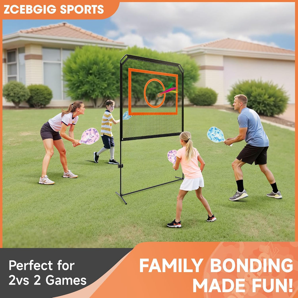 Portable Pickleball Net – Regulation Size Outdoor & Indoor Paddle Game Set with Ball Catch Net & Removable Target –