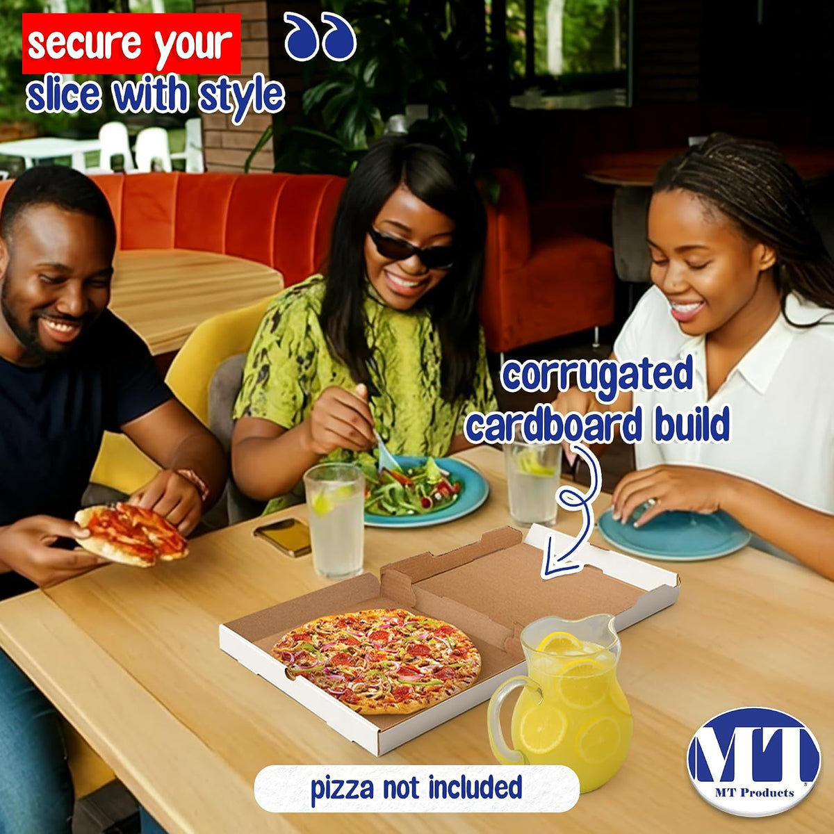 12” x 12” x 2” White Pizza Boxes (10 Pack) - Sturdy B-Flute Corrugated Cardboard Medium Pizza Box - Professional