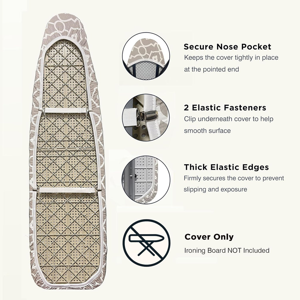 Ironing Board Cover and Pad 15"x54" Extra Thick Natural Cotton, Scorch and Stain Resistant Padding, Standard Size