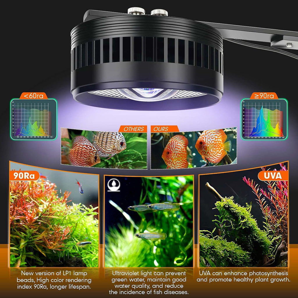 Clip On Aquarium Light for Plants, LED Fish Tank Stream Light, 35W