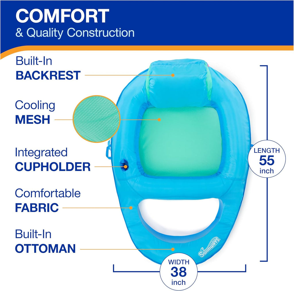 Spring Float Premium Recliner Pool Lounger, Inflatable Pool Floats for Adults with Fast Inflation