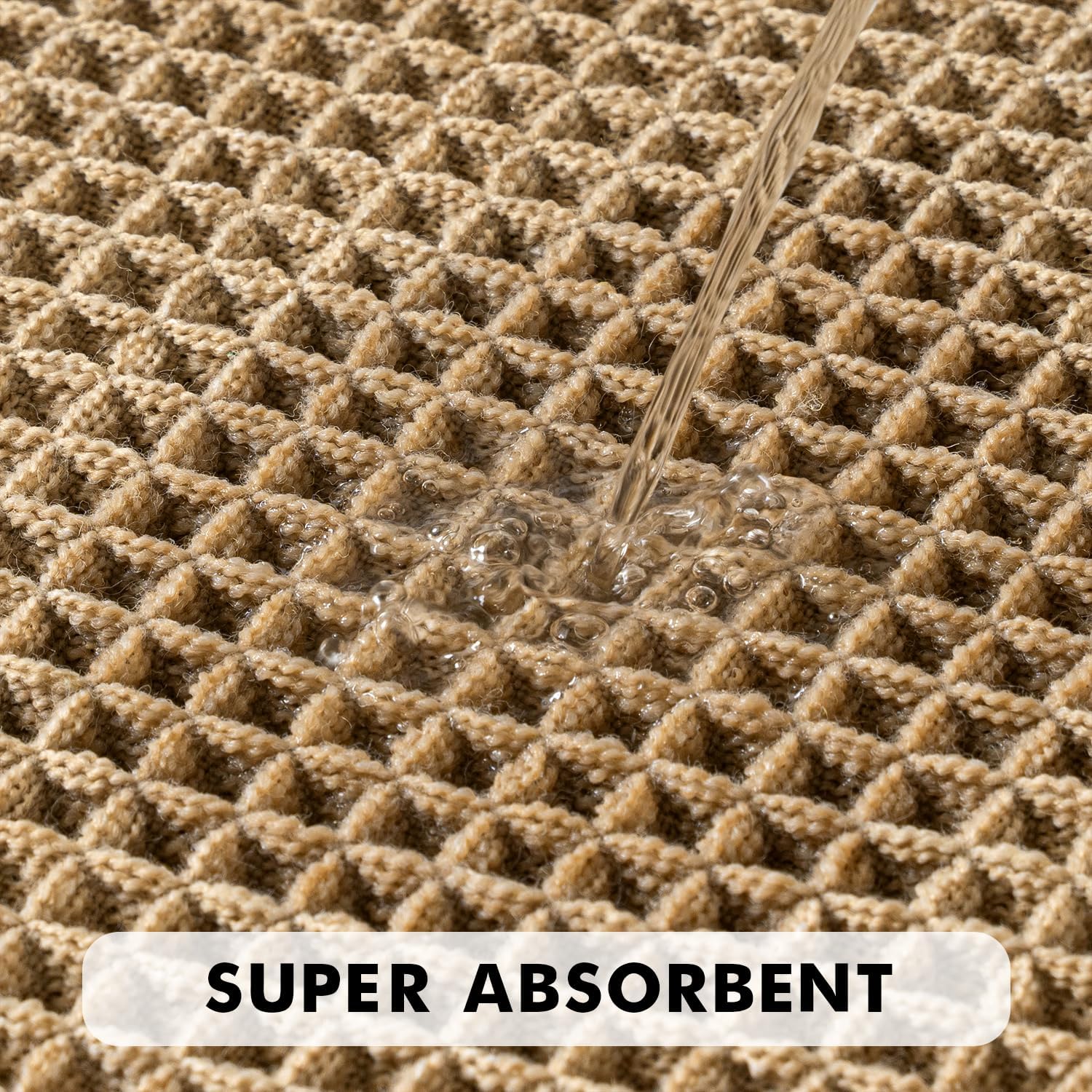 Set of 2 Waffle Bathroom Rugs Boho Bath Mat Brown 18x30 Inch | Non Slip, Super Absorbent, Washable, Ultra Soft