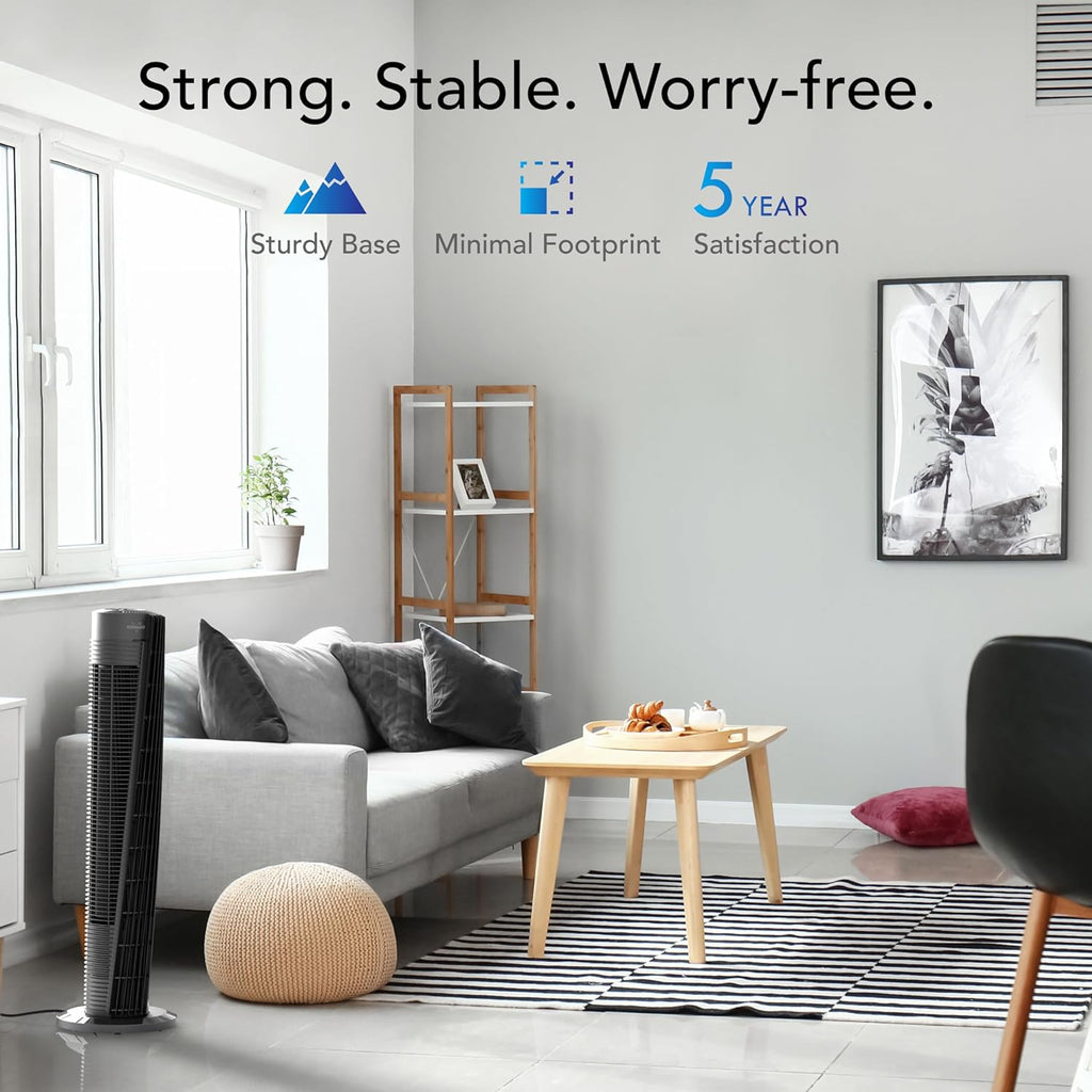OSC84 41" Whole Room Oscillating Tower Fan, Remote Control, 70-Degree Oscillation, Quiet Operation, 4 Speed Settings