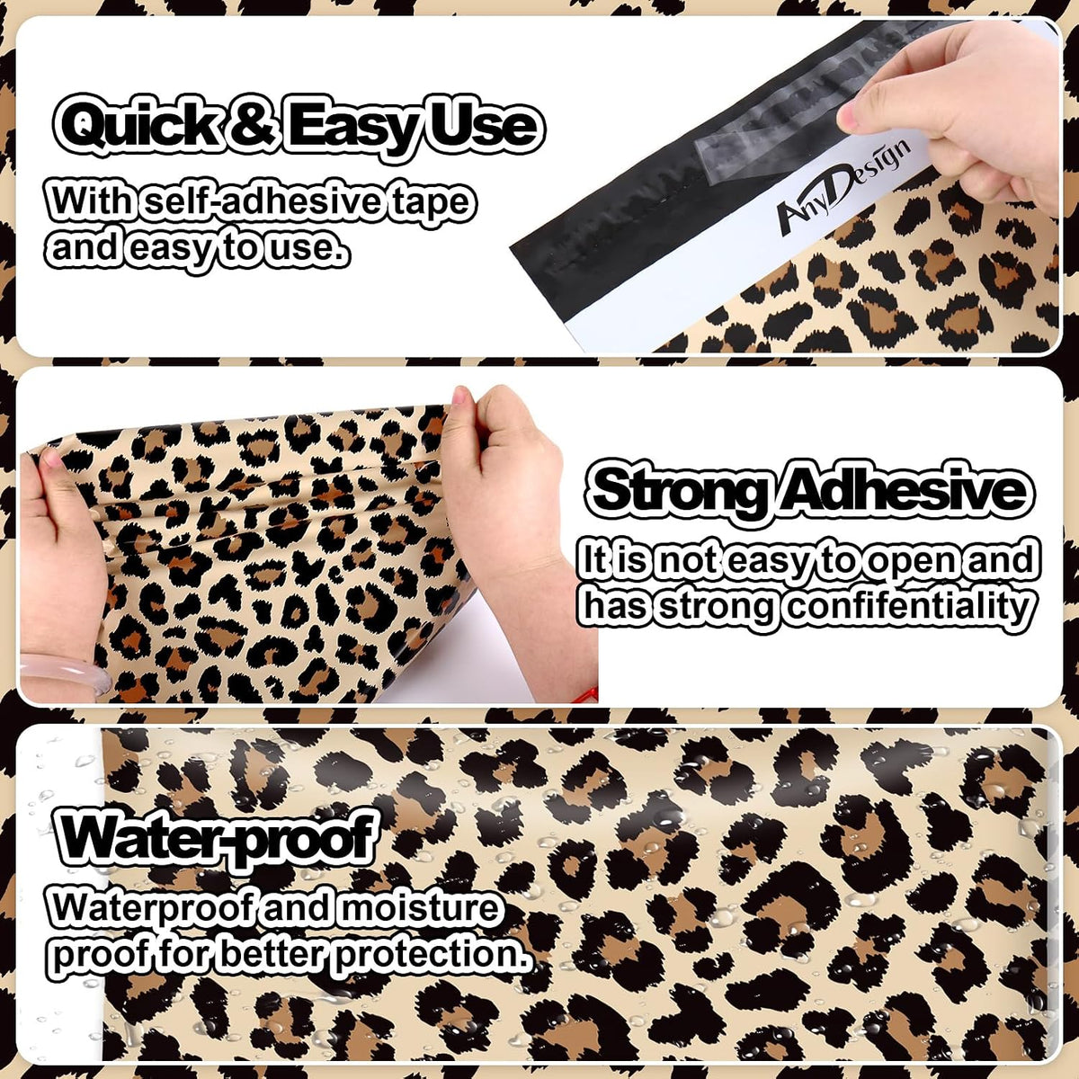 25 Pcs Cheetah Poly Mailer Mailing Bag 10 x 13 Inch Leopard Self-Sealing Plastic Packaging Envelope Bag for Small
