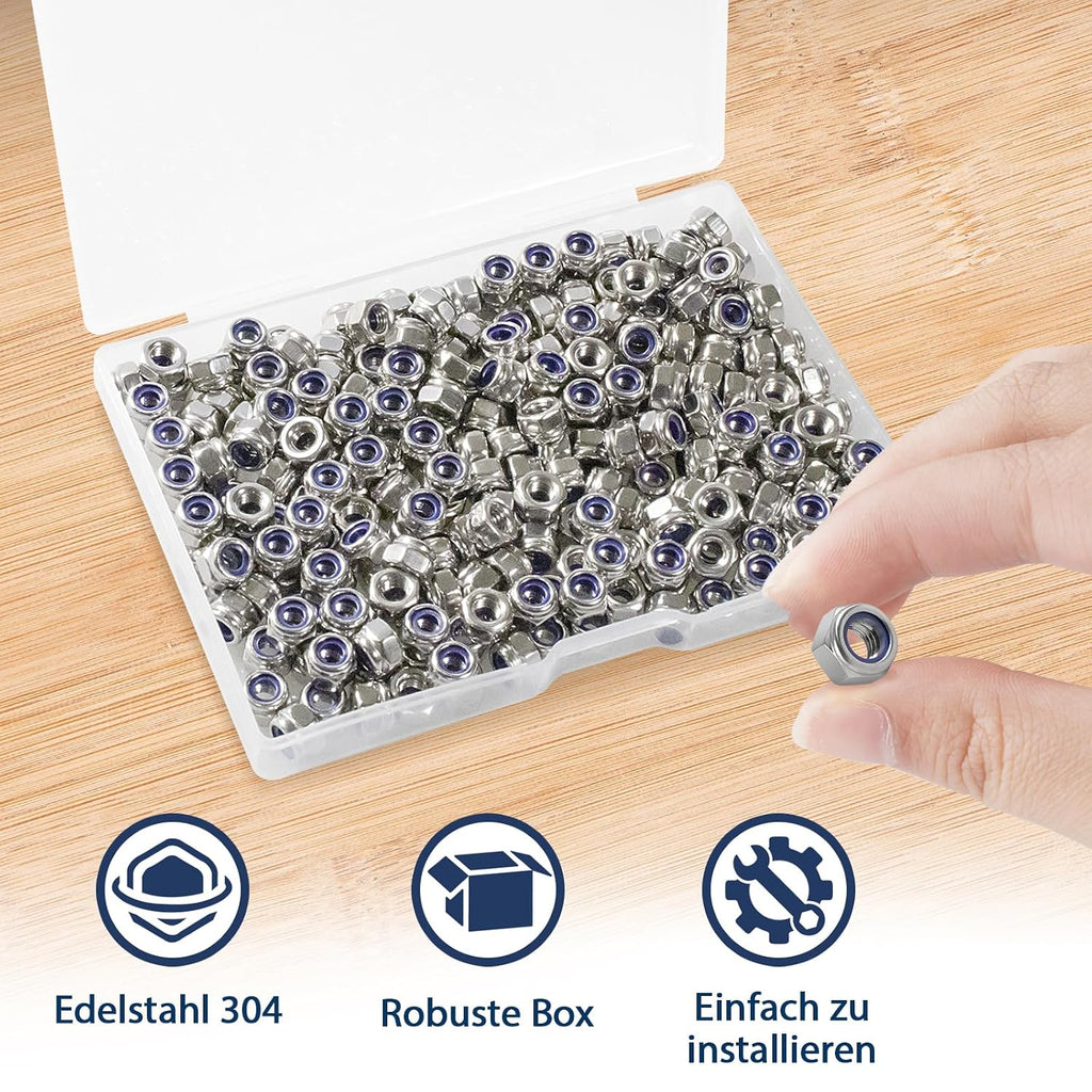 M4-0.7 Lock Nut, 240Pcs Stainless Steel Nylock Insert Locking Nut