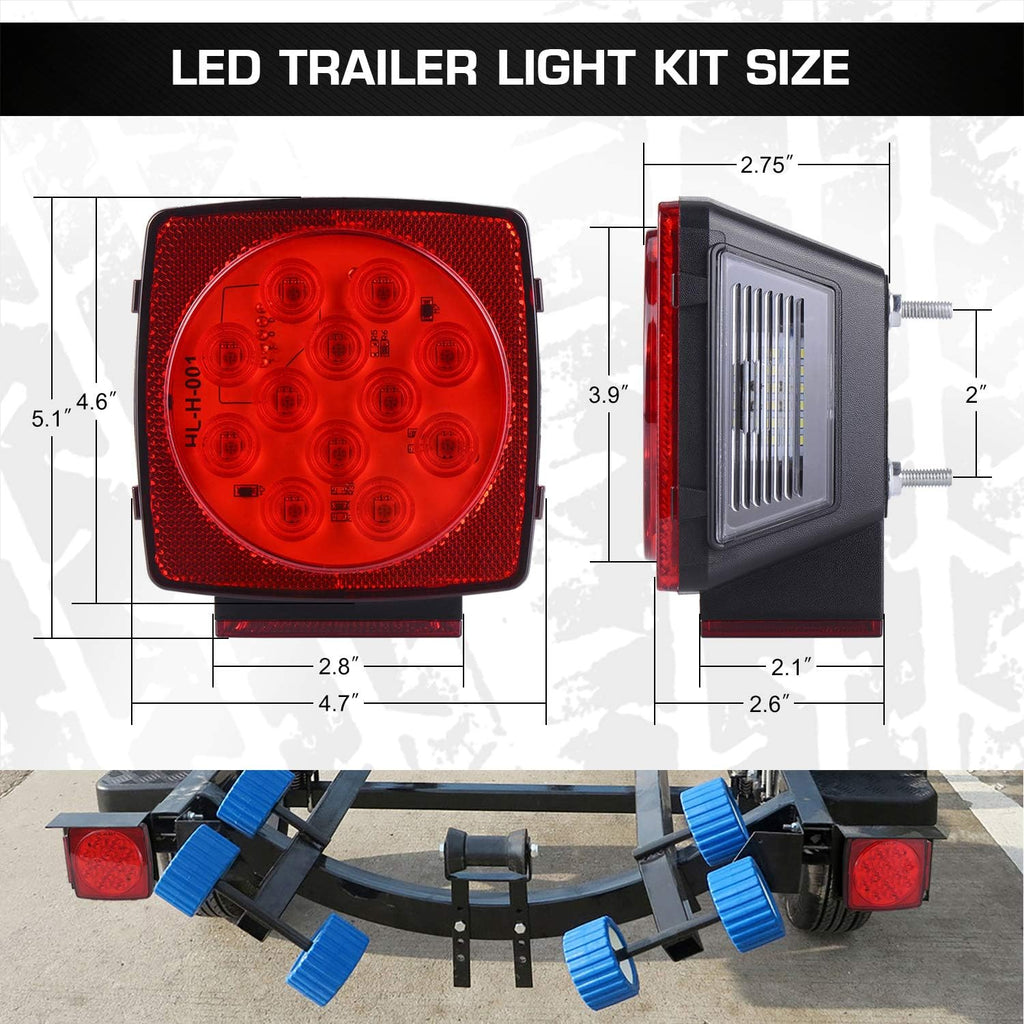 Submersible LED Trailer Light Kit, Super Bright Brake Stop Turn Tail License Lights for Camper Truck RV Boat