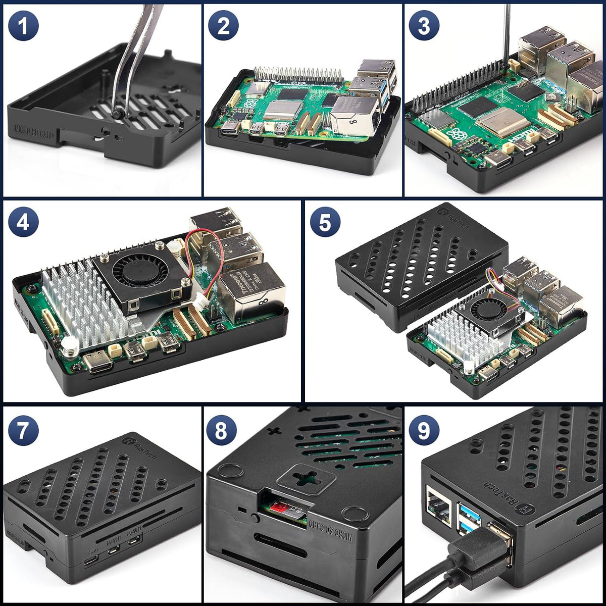 RasTech Accessories Kit for Raspberry Pi 5 Case with Active Cooler Compatible with Pi 5 16GB/8GB/4GB/2GB Board