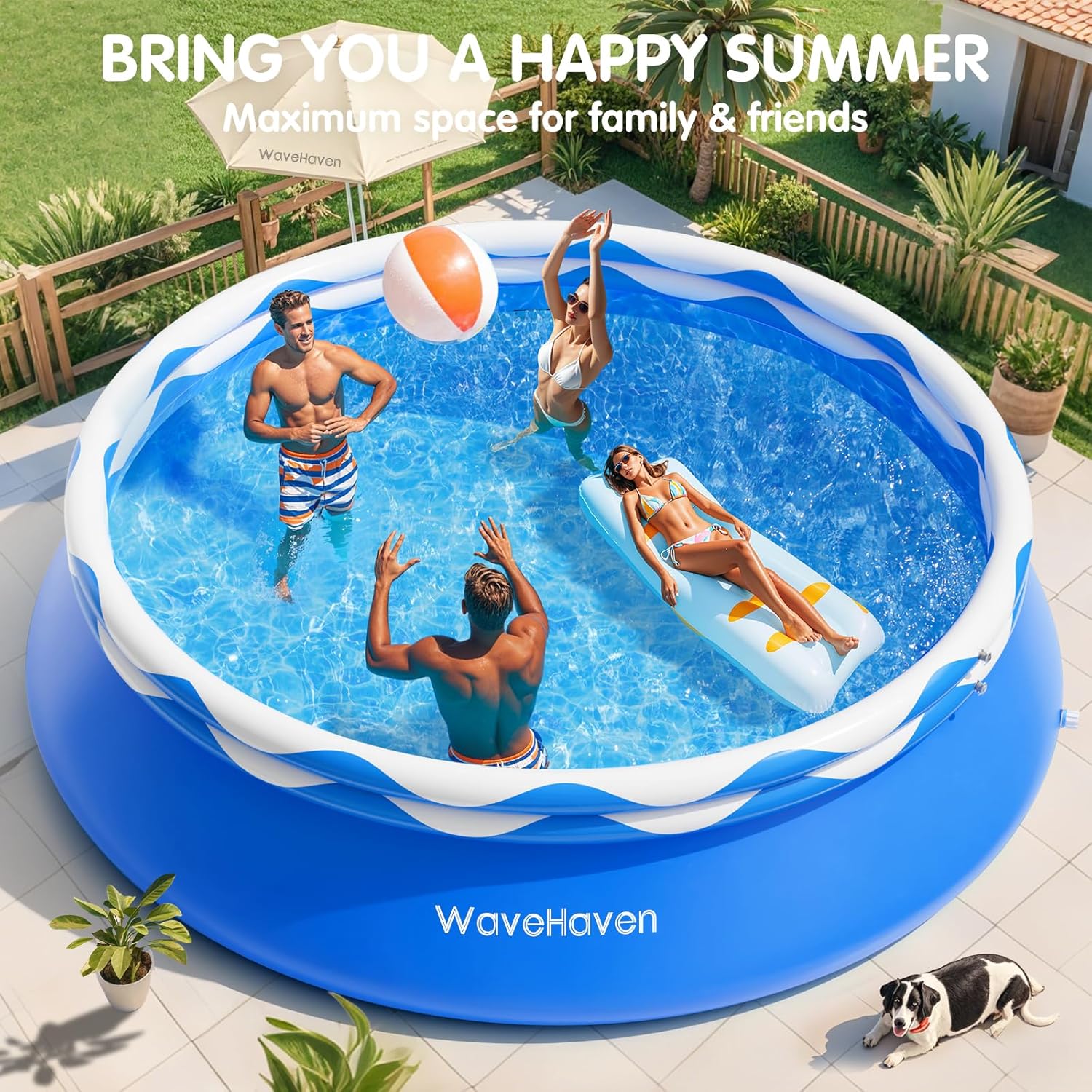 Easy Set Pool with Pool Lights, Upgraded Above Ground Pool,Large Inflatable Swimming Pool for Adults Round Pool,Quick