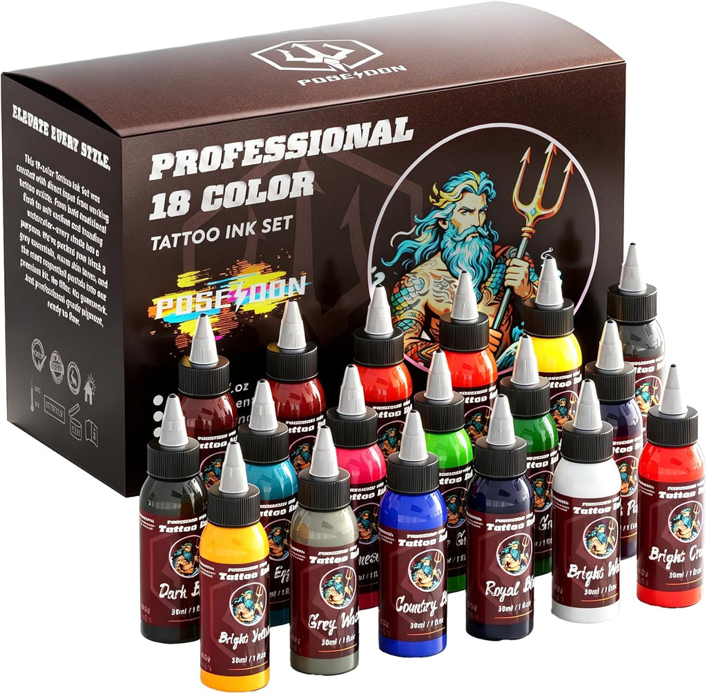 Tattoo Ink Set 18 Colors, 1 Fl Oz Vegan Professional