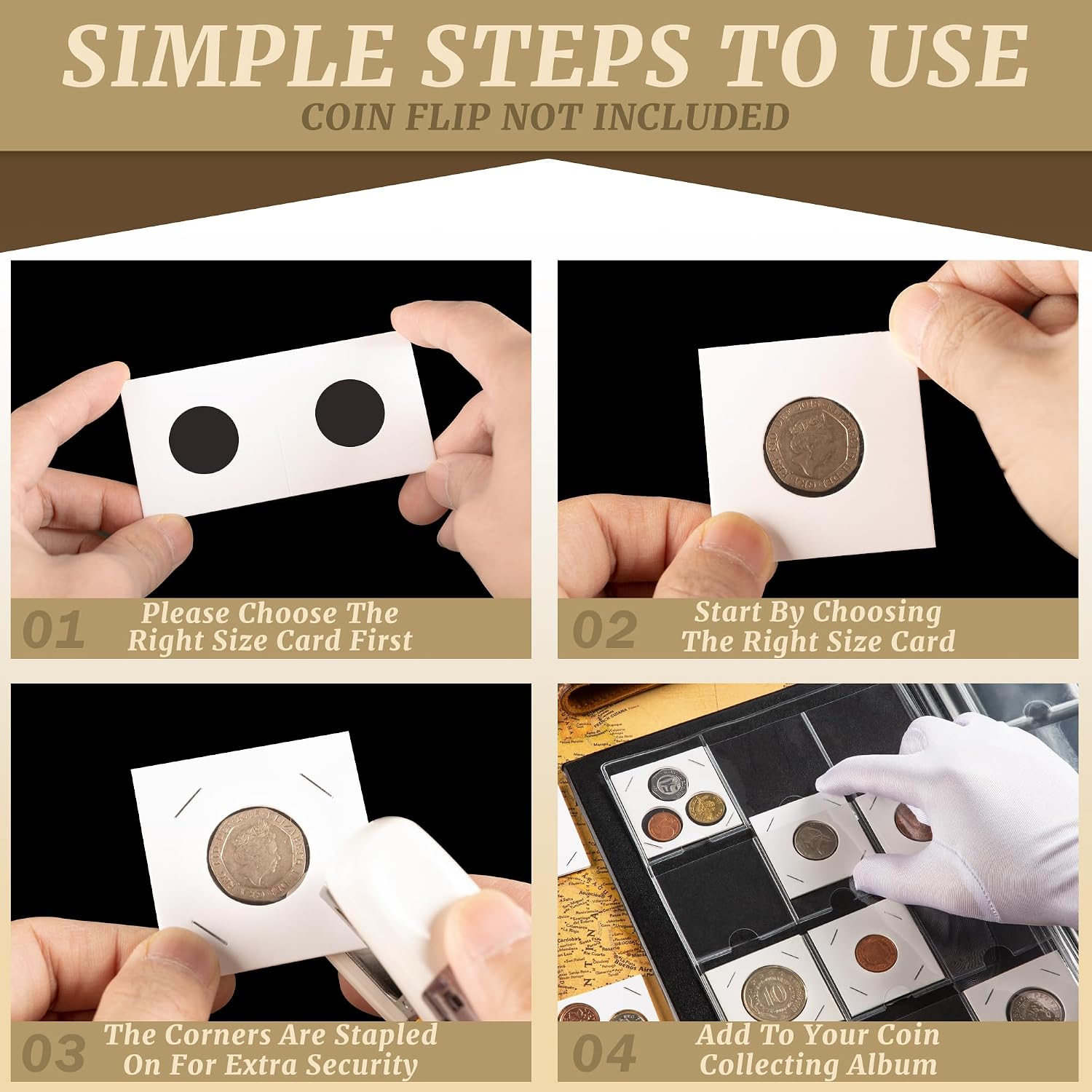 Coin Flip Holder Albums - 120 Pockets 2x2 inches | Uncle Paul Collection Storage Book Holder Supplies for Pounds