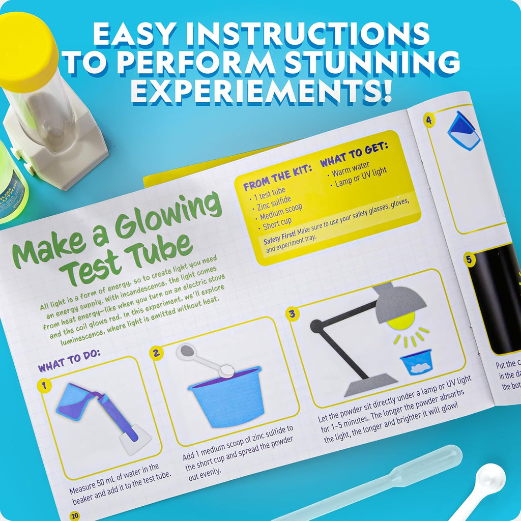 Chemistry Set with 45 Experiments for Kids 8-12 | Volcano Eruption, Geyser and Rocket Activities, Hands-On Chemical