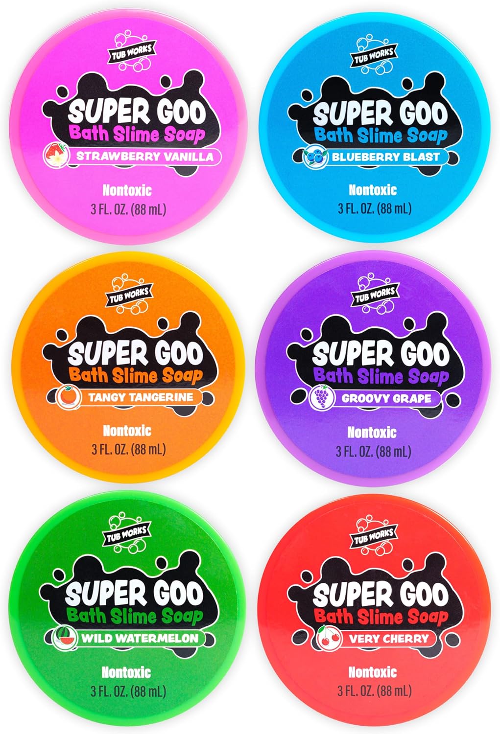 Super Goo Bath Slime Kids Soap Bath Toy, 6 Pack, Classic