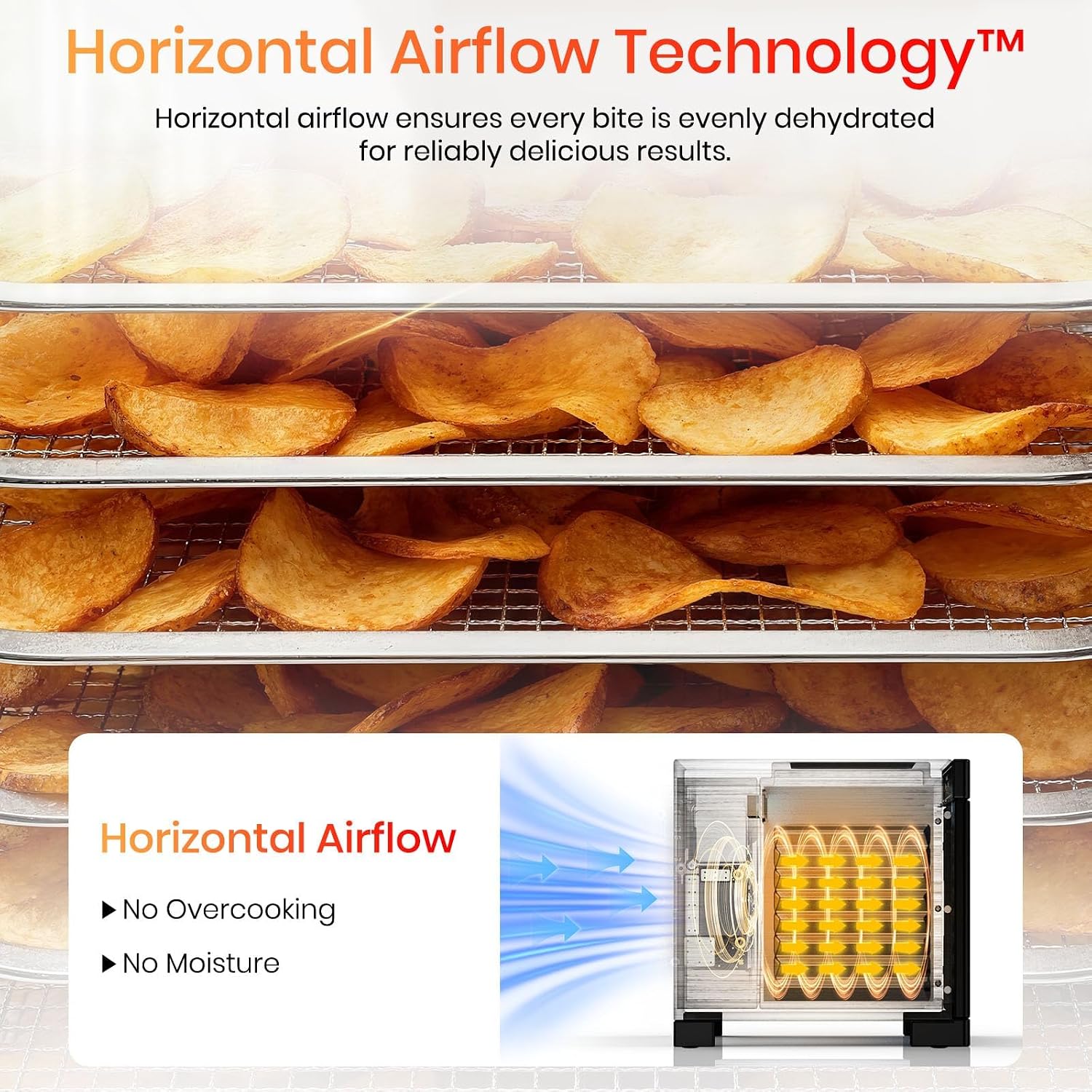 8-Tray Food Dehydrator, 400W, Stainless Steel, 195°F & 24H Time Control