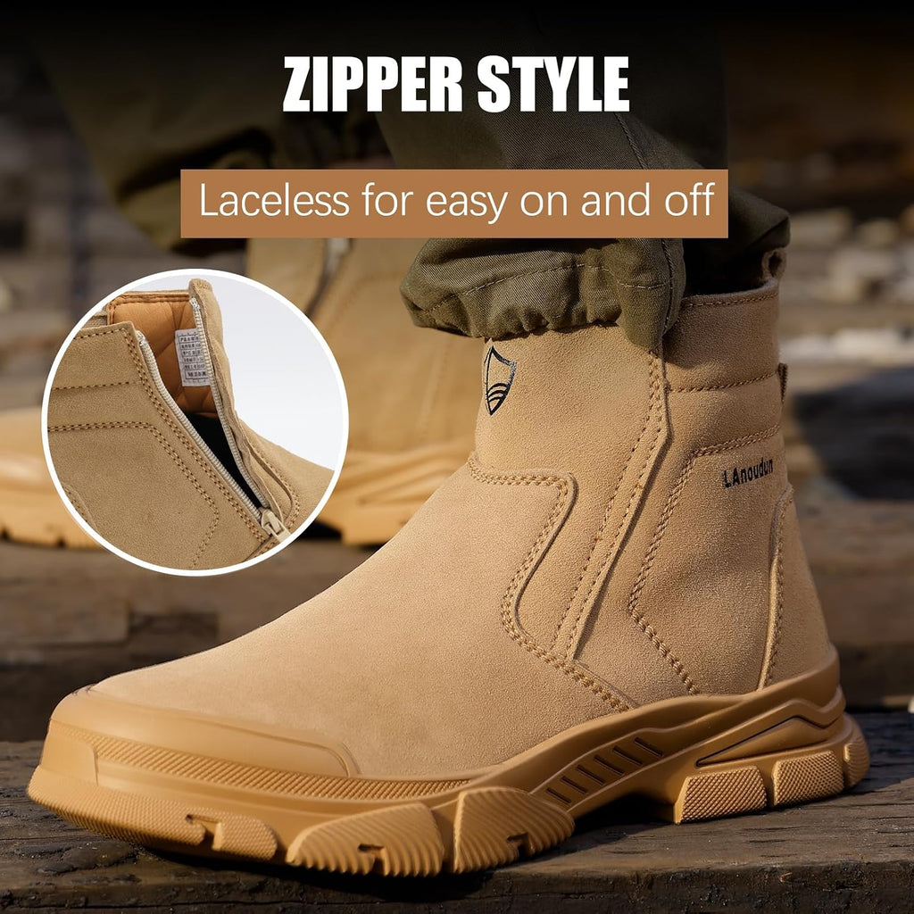 Steel Toe Boots for Men High-Top Safety Toe Welding Work Boots | Anti Smashing, Puncture Resistant, High-Top Ankle