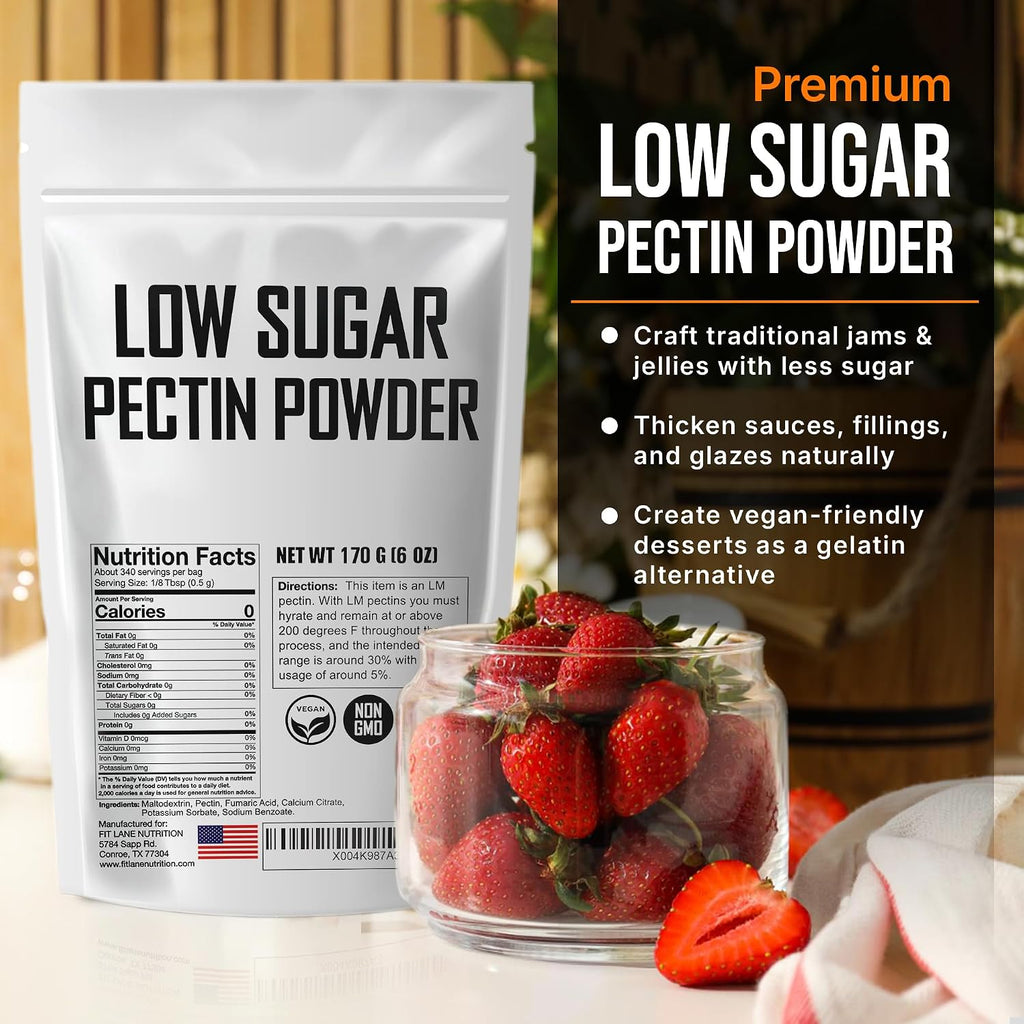 Low Sugar Pectin for Canning Jam & Jellies 6 oz, Natural, Vegan and NON-GMO