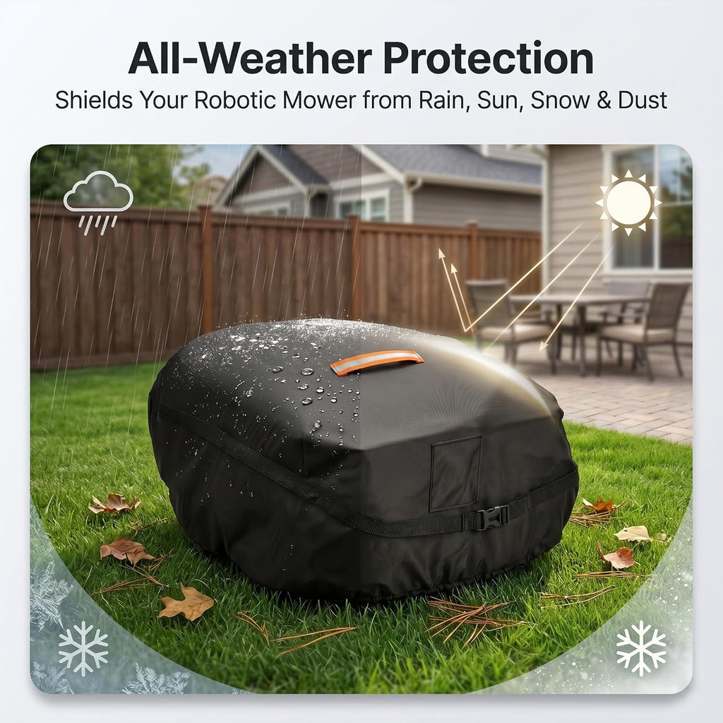 Robot Lawn Mower Cover Waterproof, 420D Outdoor Robotic Mower Cover, Black | 420D waterproof fabric, backyard robotic