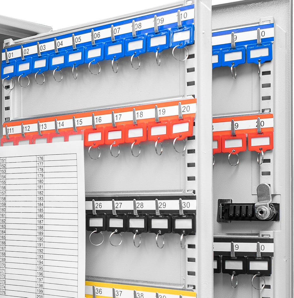 Labeled Key Shelves with 501-600 Numbered Hooks for Key Cabinets