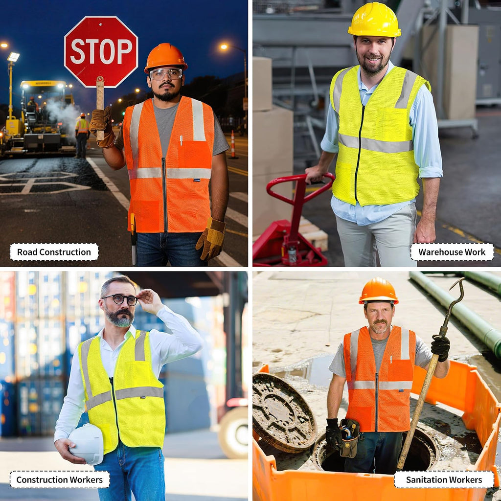 2 Pocket Mesh High Visibility Reflective Safety Vest for men & Women ANSI/ISEA 107 Standards