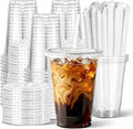 50 Pack 16 oz Clear Plastic Cups with Lids and Straws