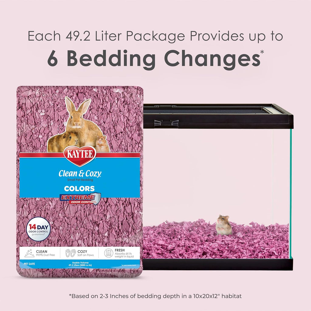 Clean & Cozy Colors, Small Animal Bedding with Extreme Odor Control, Plum, 49.2 Liters