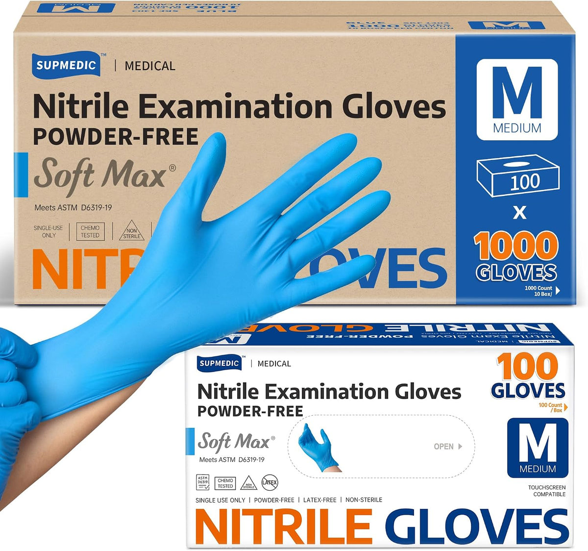 Medical Soft Max Nitrile Exam Disposable Gloves Powder-Free 1000Ct