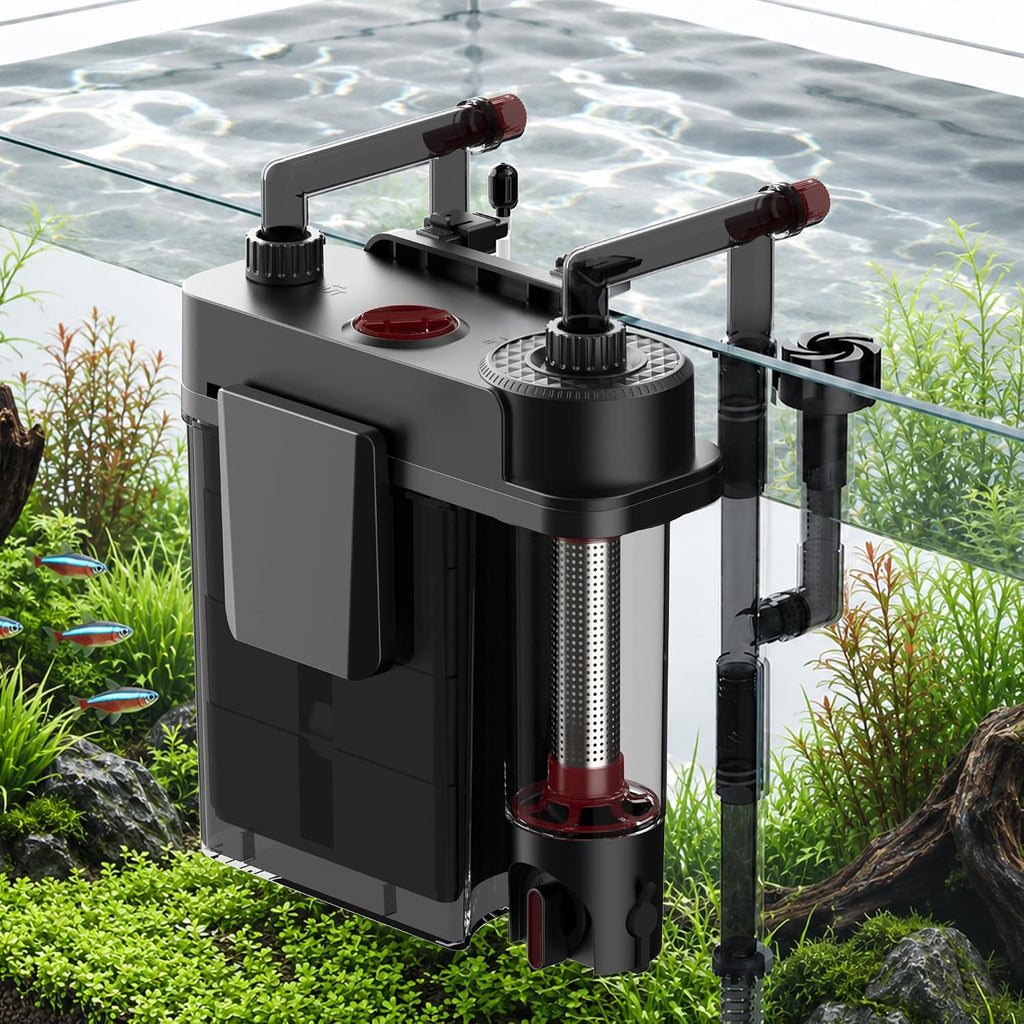 HOB Aquarium Filter, Quiet Fish Tank Filter with Dedicated Waste Separation Canister, Easy Change Water, One-Touch