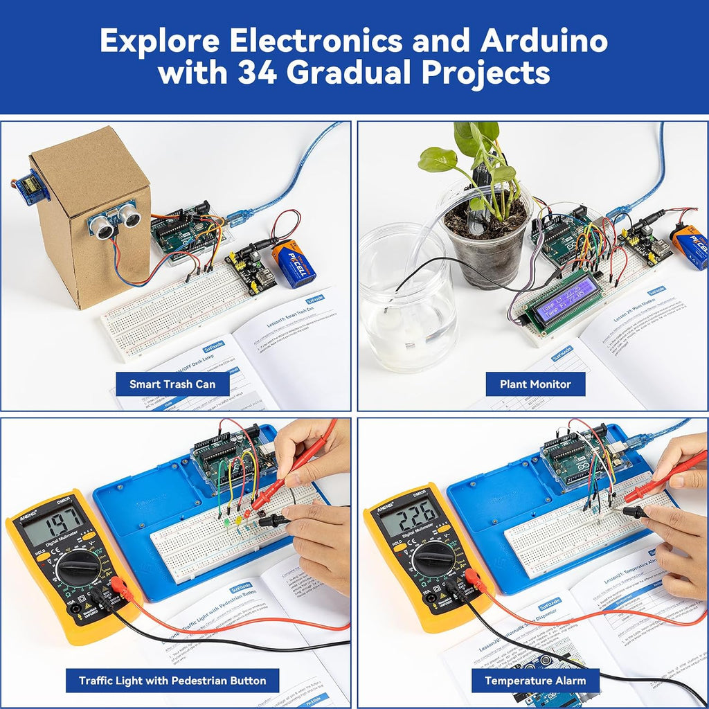 Inventor Lab Starter Kit with Original Arduino Uno R3 REV3 Multimeter 34 Projects 40+Video Courses RAB Breadboard