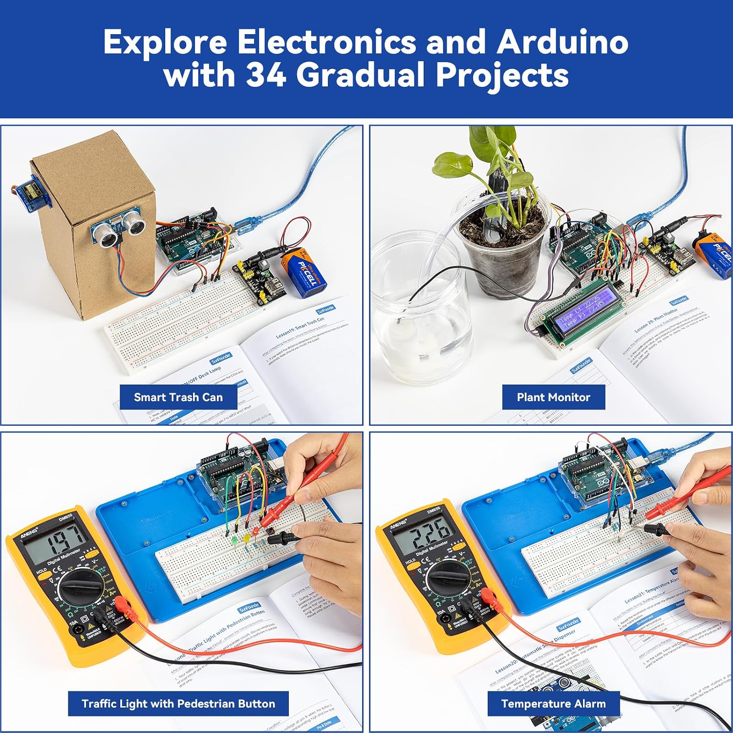 Inventor Lab Starter Kit with Original Arduino Uno R3 REV3 Multimeter 34 Projects 40+Video Courses RAB Breadboard
